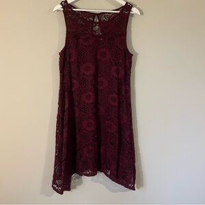 Signature by Robbie Bee Burgundy Floral Lace Midi Dress